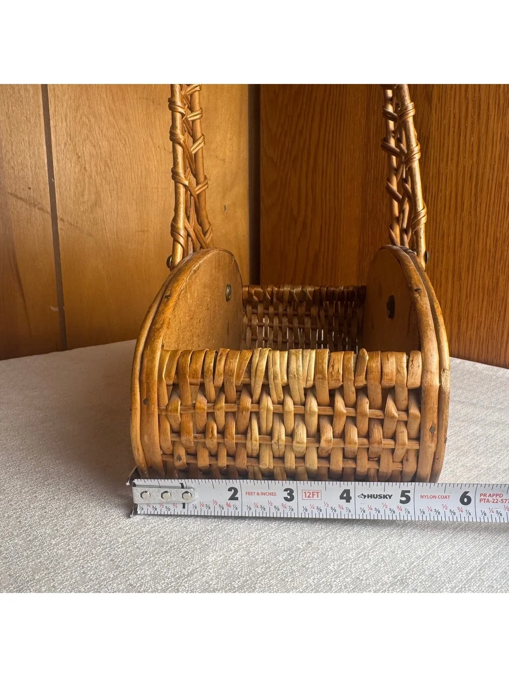 Vintage Woven Rattan Basket With Arched Handle – Boho Storage & Display Basket